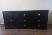 Black 9-Drawer Wooden Chest of Drawers