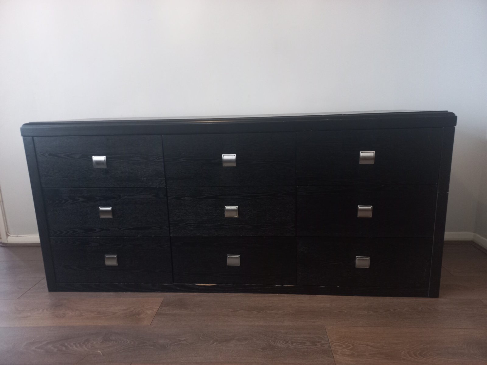 Black 9-Drawer Wooden Chest of Drawers