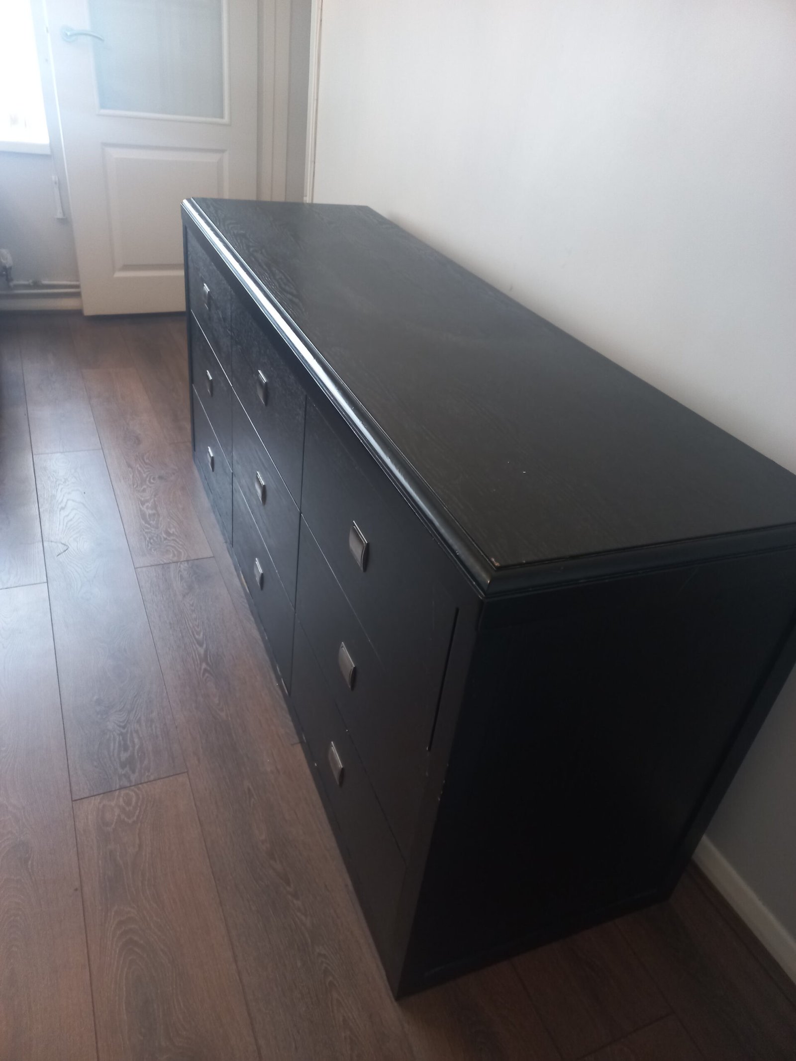 Black 9-Drawer Wooden Chest of Drawers