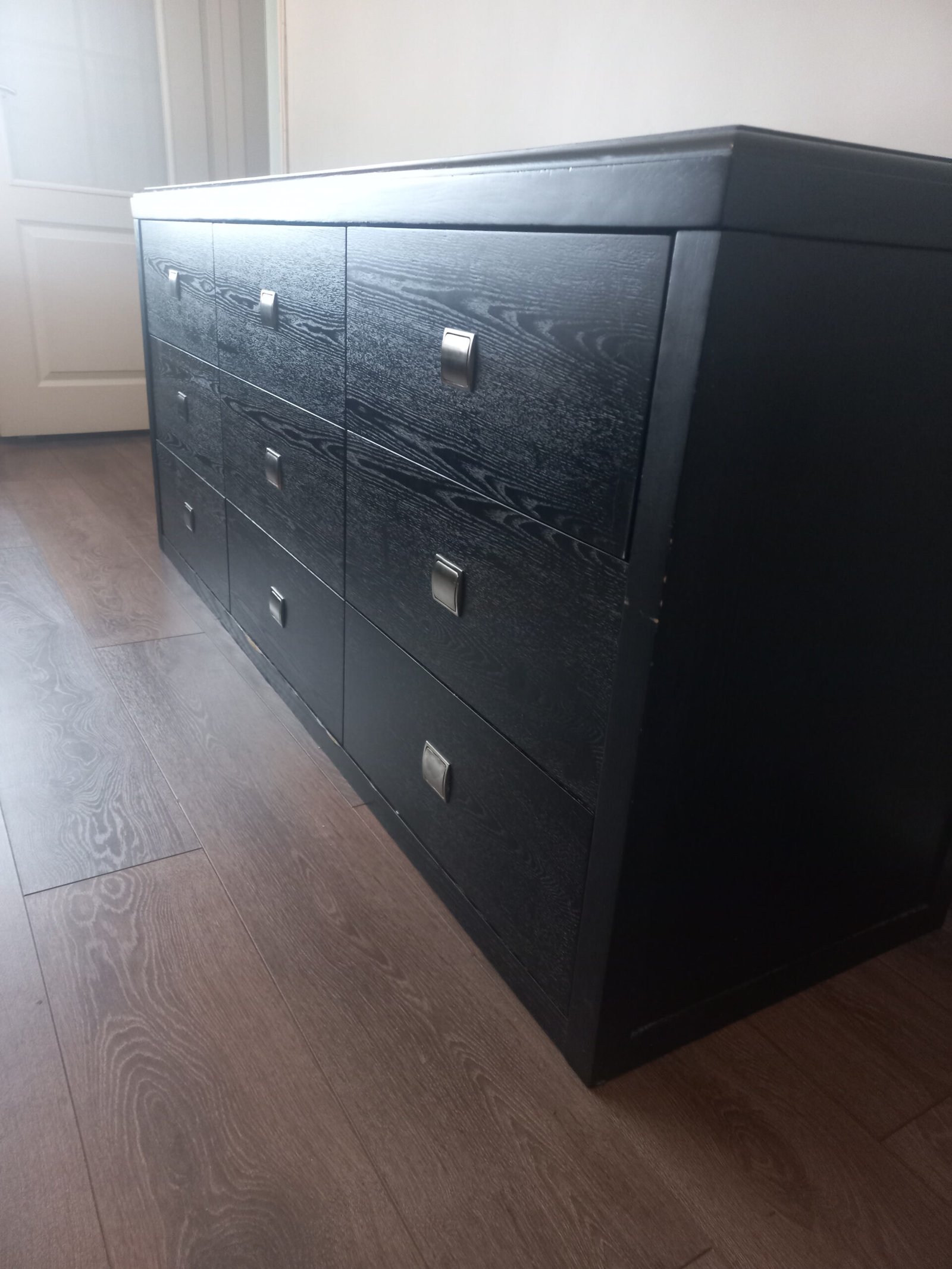 Black 9-Drawer Wooden Chest of Drawers
